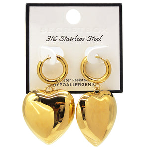 STAINLESS STEEL GOLD HEART EARRINGS ( 8212 GD )