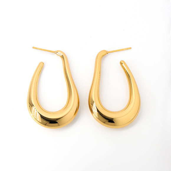 GOLD STAINLESS STEEL HOOP EARRINGS ( 8373 GD )
