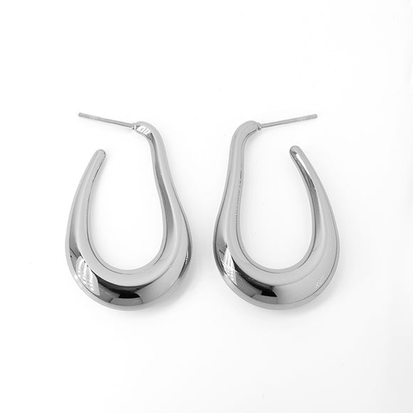 SILVER STAINLESS STEEL HOOP EARRINGS ( 8373 RH )