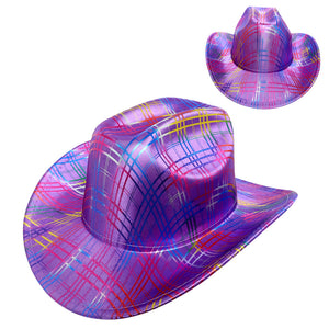 PURPLE METALLIC LOOK COWBOY HAT ( 2917 PU )