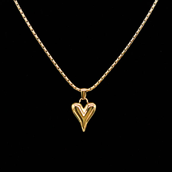 GOLD NECKLACE HEART PENDANT 316 STAINLESS STEEL HYPOALLERGENIC ( 1224 GD )