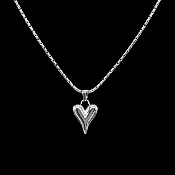 SILVER NECKLACE HEART PENDANT 316 STAINLESS STEEL HYPOALLERGENIC ( 1224 RH )