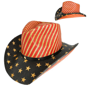 PATRIOTIC STARS STRIPES COWBOY HAT ( 2868 BR )