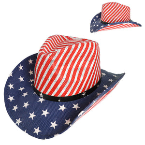 PATRIOTIC STARS STRIPES COWBOY HAT ( 2868 WH )