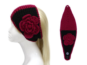 BLACK FUCHSIA KNIT HEADBAND ( 0132 JF )