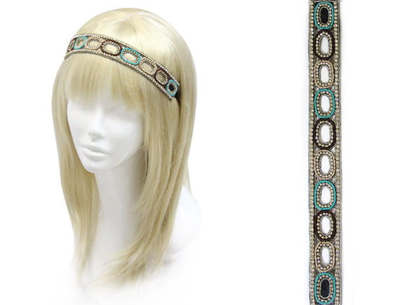 ELASTIC TURQUOISE BROWN HEAD BAND ( 0309 MT1 )