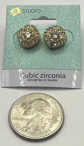 GOLD STUD EARRINGS CLEAR CZ STONES ( 3750 G )