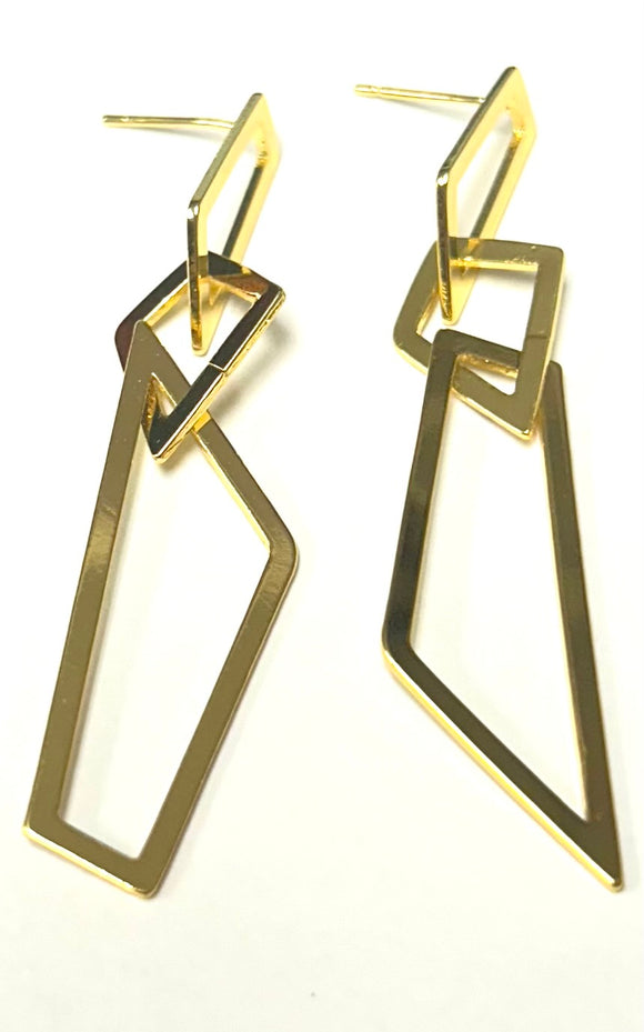 GOLD DANGLING GEOMETRIC EARRINGS ( 00096 G )