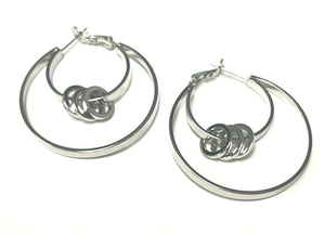 SILVER GOLD DIPPED HOOP EARRINGS RINGS ( 00051 S )