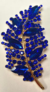 GOLD BLUE LEAF BROOCH ( 06746 GBL )