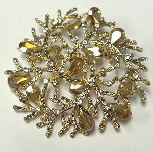 GOLD BROOCH TOPAZ STONES ( 3652 TP )