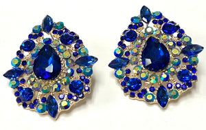 GOLD EARRINGS BLUE STONES ( 1762 SAP )