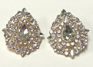 GOLD EARRINGS CLEAR STONES ( 1762 GCL )