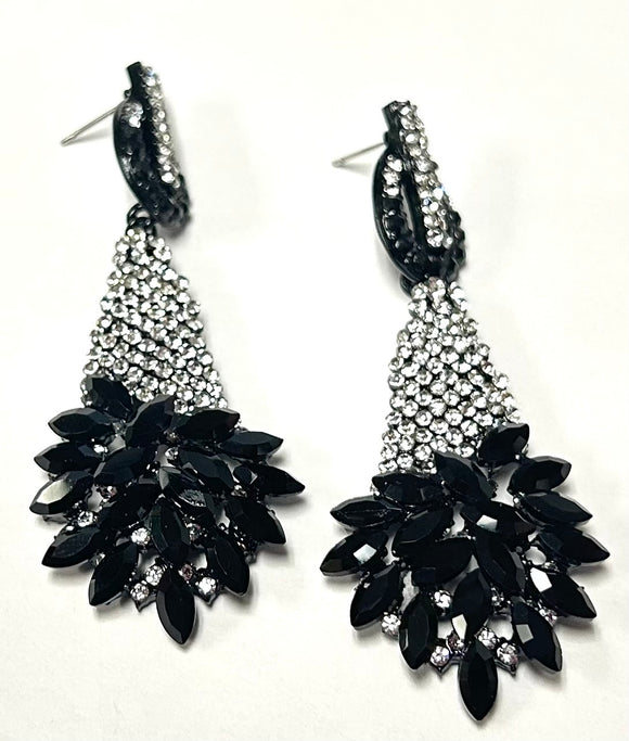 BLACK CLEAR MARQUISE EARRINGS ( 5005 BCL )