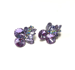 SILVER CLIP ON EARRINGS LAVENDER STONES ( 8067 SLV )