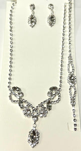 HiSILVER NECKLACE SET BRACELET CLEAR STONES ( 38310 1CL )