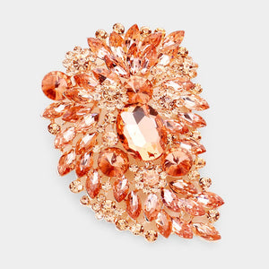 ROSE GOLD PEACH Rhinestone Large Brooch Pin ( 06647 )