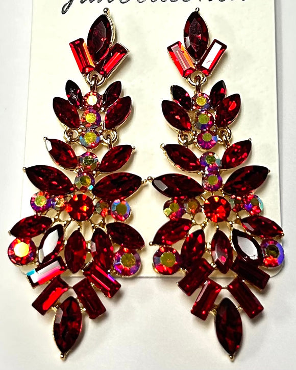 GOLD RED DANGLING EARRINGS ( 1313 RED )