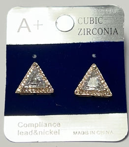 GOLD TRIANGLE CZ STONE EARRINGS ( 338 )