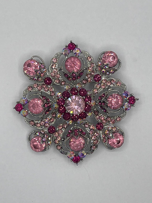 SILVER PINK Brooch ( 06491 PK )