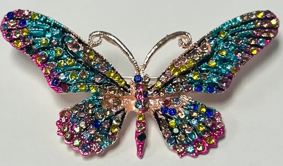 BUTTERFLY BROOCH LIGHT MULTICOLOR STONES ( 06731 LM )