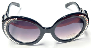 BLACK SUNGLASSES CLEAR STONES ( 633 BK )