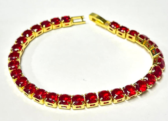 GOLD BRACELET RED CZ STONES ( 012 2RD )