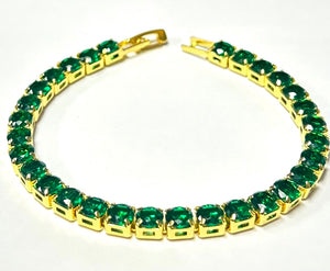 GOLD BRACELET GREEN CZ STONES ( 012 2EM )