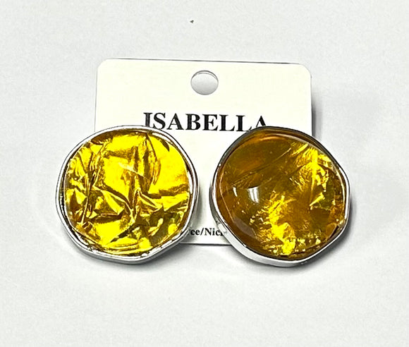 ROUND YELLOW STONE EARRINGS ( 234501 YELLOW )