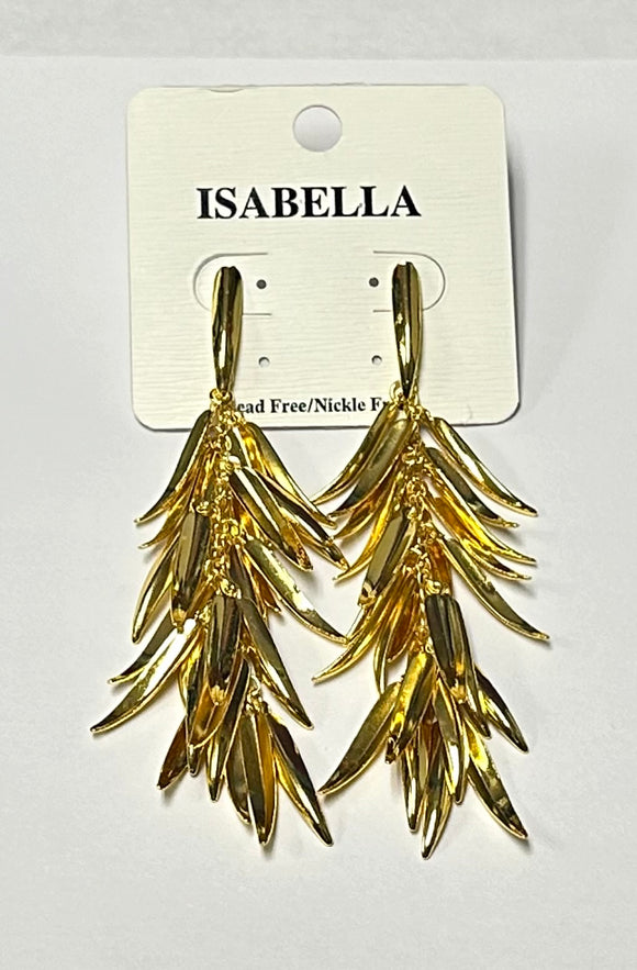 GOLD LEAF DANGLING EARRINGS ( 243127 G )