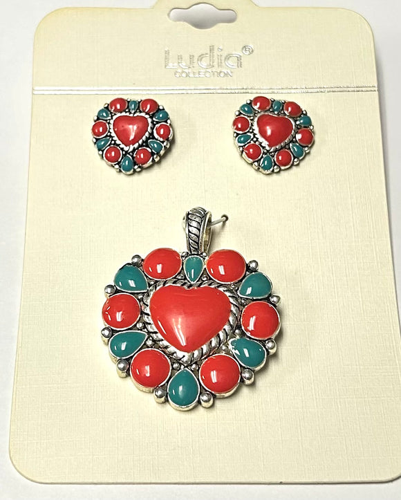 HEART SHAPE PENDANT SET ( 3038 AS )