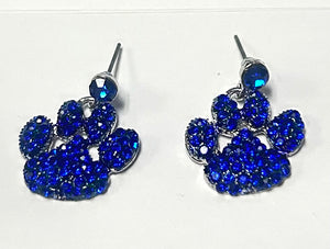 SILVER PAW EARRINGS BLUE STONES ( 0105P 3S )
