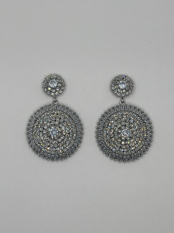 SILVER CZ STONE EARRINGS ( 3920 S )