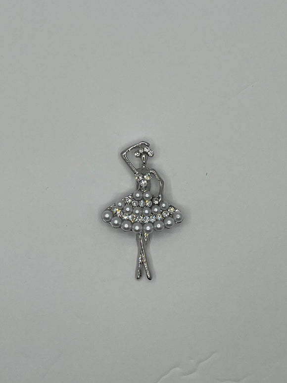 SILVER BALLERINA BROOCH ( 06744 S )