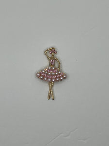 GOLD BALLERINA BROOCH PINK ( 06744 GPI )