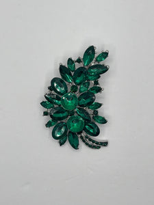 3" SILVER GREEN BROOCH ( 06197 GN )