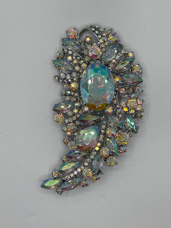 LARGE CRYSTAL SILVER AB BROOCH ( 06945 AB )