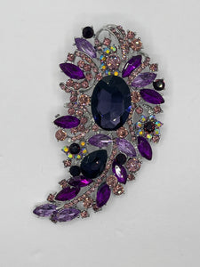 LARGE DARK PURPLE CRYSTAL BROOCH ( 06945 DPP )