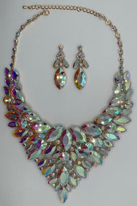 LARGE CRYSTAL NECKLACE SET ( 014279 GAB )