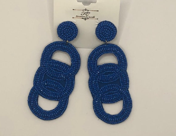 Blue Bead Earrings ( 1424 RBL )