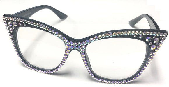 Black Frame AB Stones Fashion Sunglasses UV 400 ( 1071 BKAB )