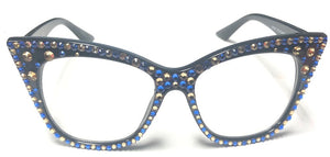 Black Frame Blue Topaz Stones Fashion Sunglasses UV 400 ( 1071 BKTPZ )