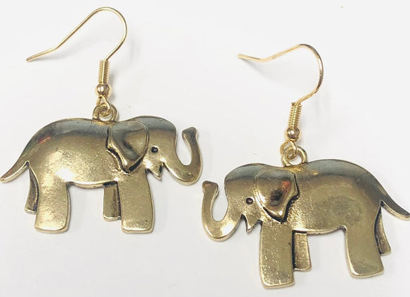 Gold Elephant Earrings ( 5552 ATGD )