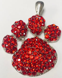 Silver Paw Pendant Red Stones ( 619 )