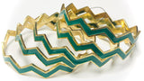 5 Gold Green Chevron Bangle Set ( 70324 GR )