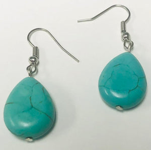 Silver Turquoise Stone Earrings ( 0105 3T )