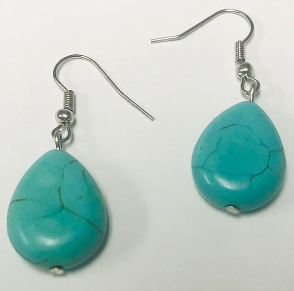 Silver Turquoise Stone Earrings ( 0105 3T )