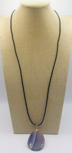 Black Chord Necklace Purple Stone ( 003 )