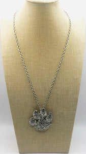 Silver Paw Necklace Clear Stones ( 58 )