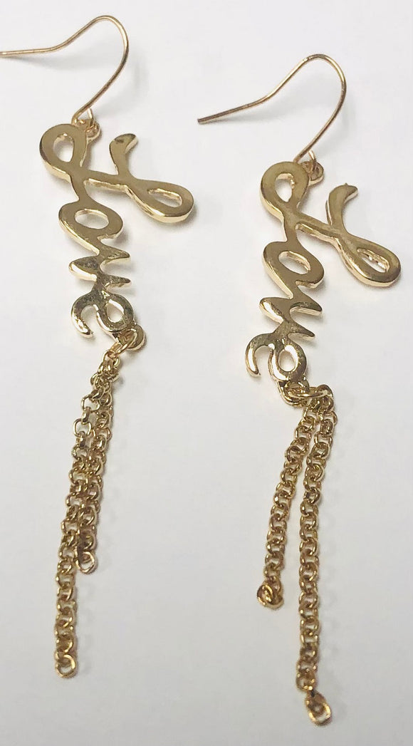 Dangling Gold Love Earrings ( 1015 G )